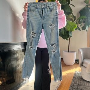 Like New American Eagle Ripped Jeans Size 10 Long